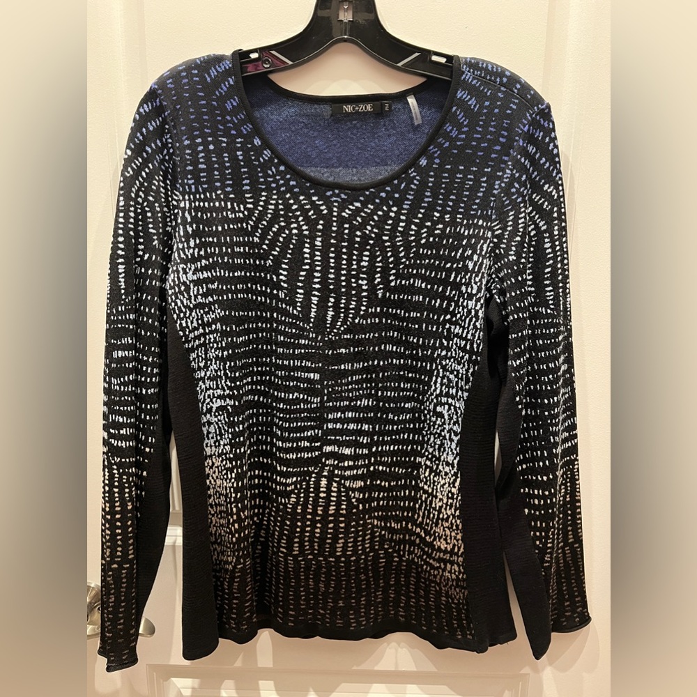 NIC+ZOE Abstract Jacquard Long Sleeve Sweater
